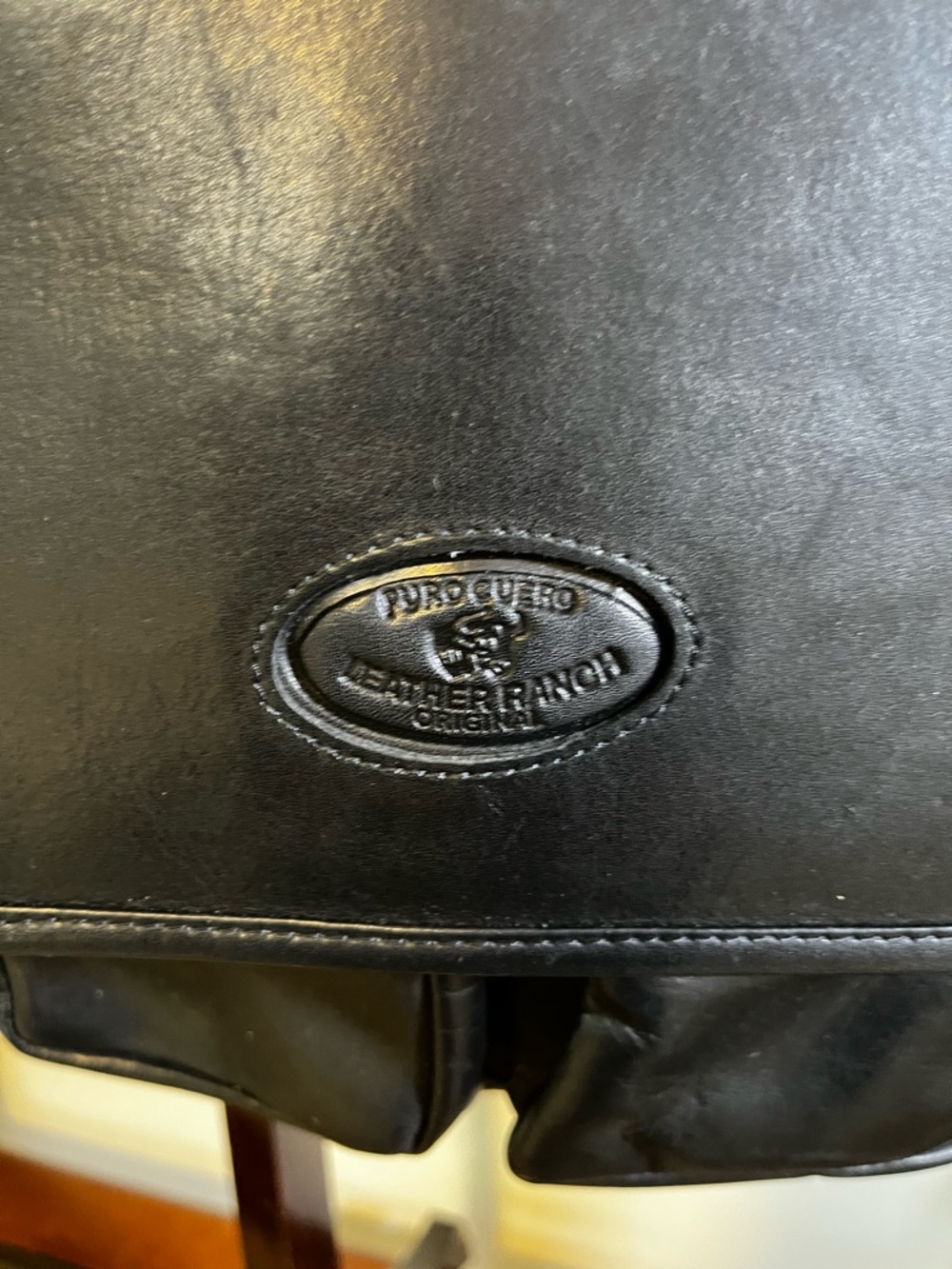 Vintage Leather Ranch Crossbody Bag Black Multi Pocket Genuine Leather - Picture 5 of 10